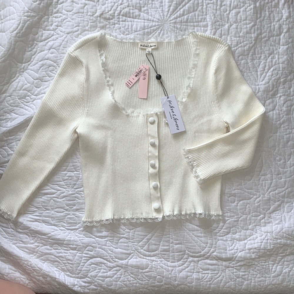 VS For Love & Lemons Lace Trim Cardigan